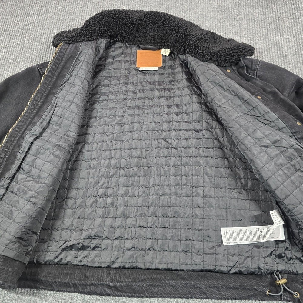 Levi's Premium Jacket Womens Medium Black Sherpa Collar Quilted Lined Workwear - Picture 4 of 13
